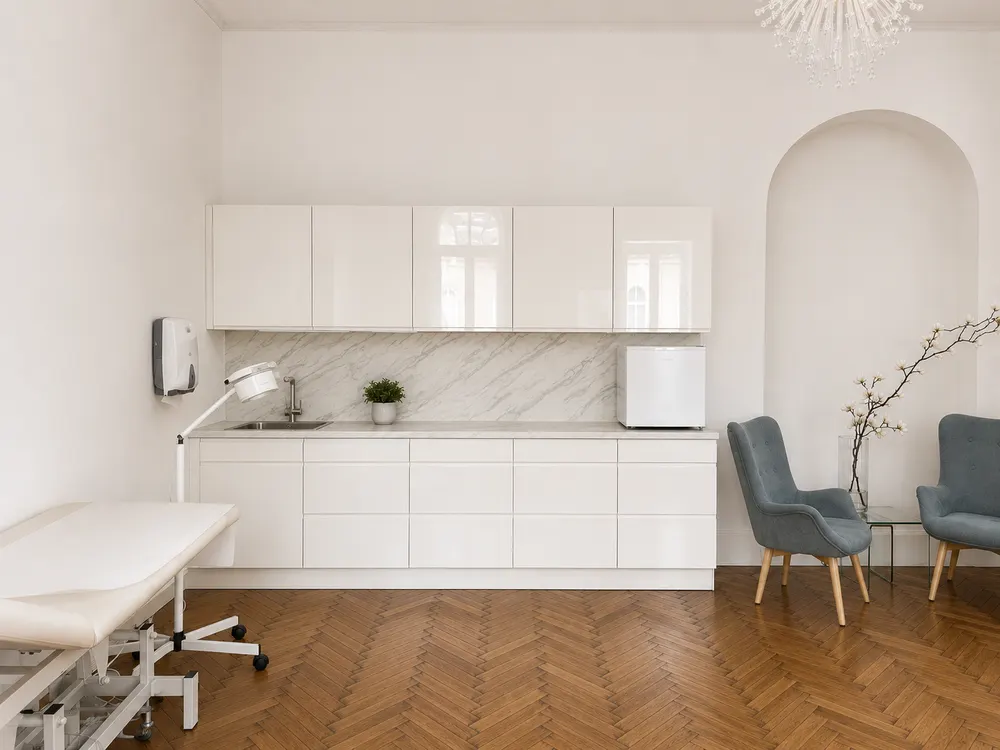 Raum Manner mit Waschplatz und Liege