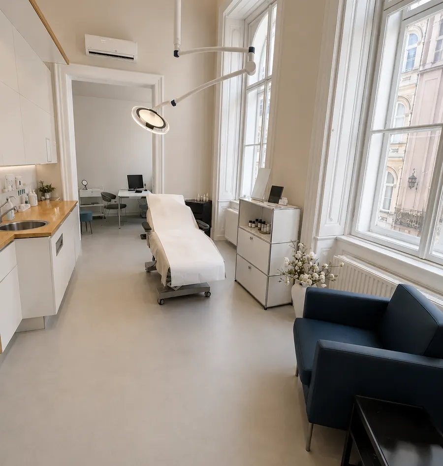 Raum Josefine mit Behandlungsliege und Fenster